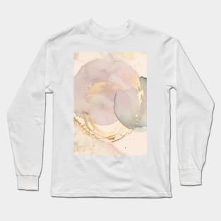 Pink and Gold Marble Effect Long Sleeve T-Shirt